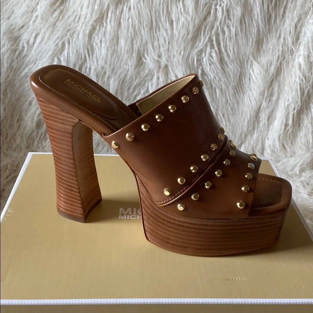 🔥 NWT 🔥 Michael Kors Jagger Platform Mule, Luggage, Size 9 - Picture 13 of 14